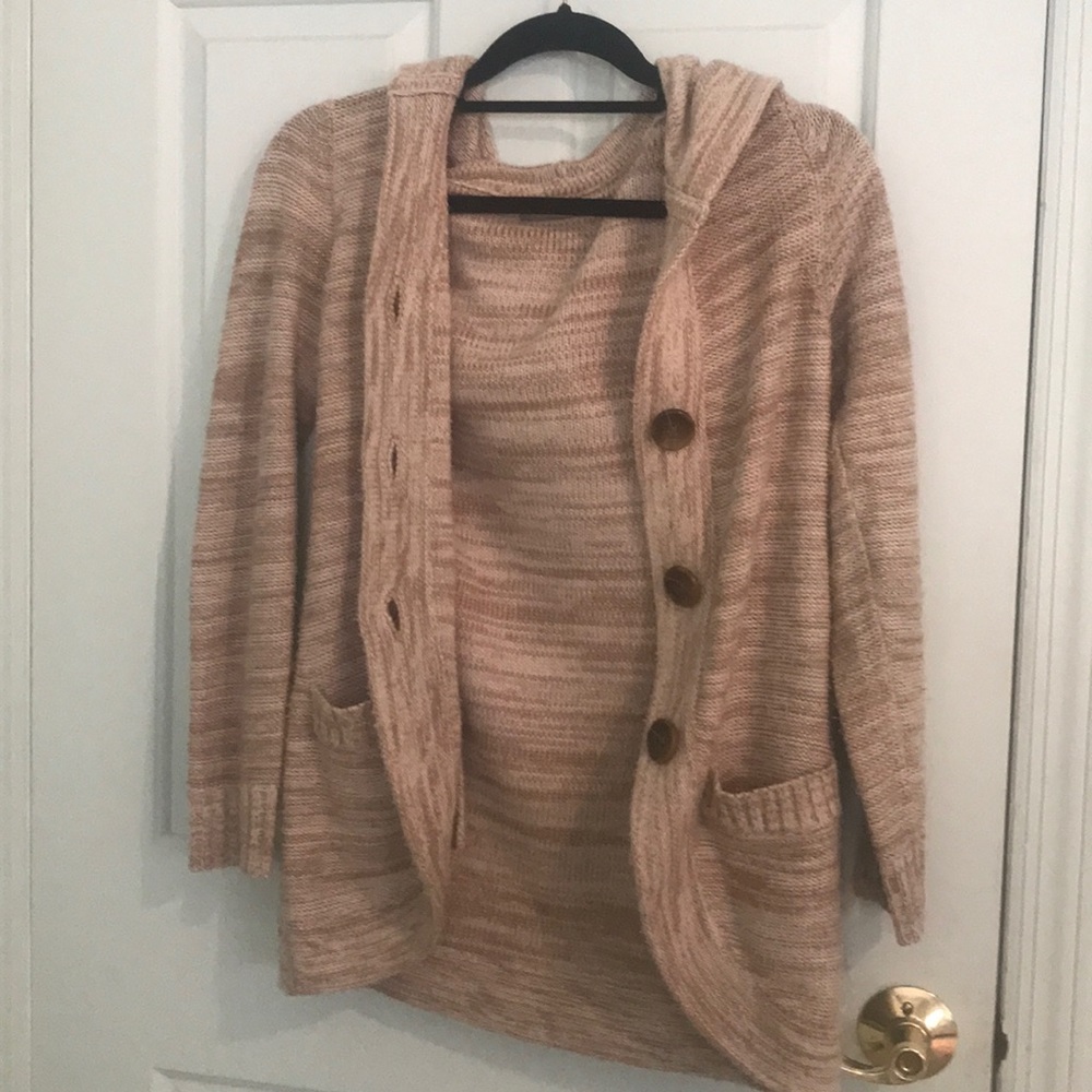 Beige Cardigan with Hood